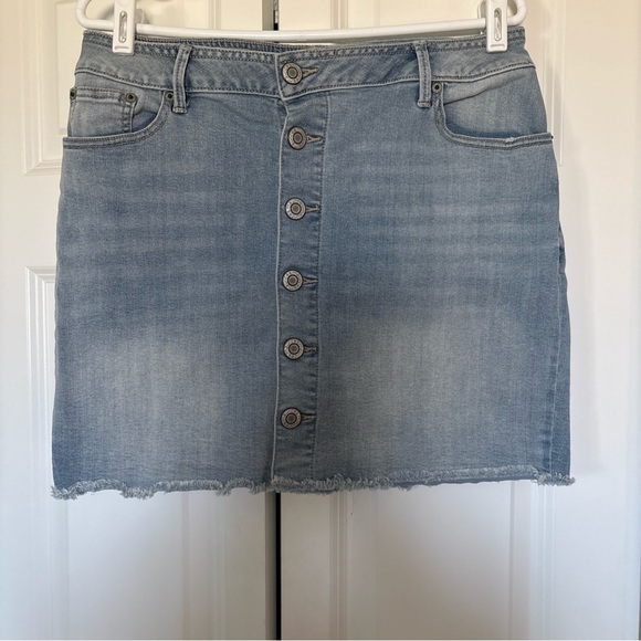 Maurices Dresses & Skirts - Maurices Light Blue Button-Front Denim Mini Skirt